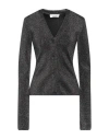 Circus Hotel Woman Cardigan Charcoal Size 8 Viscose, Polyamide In Grey