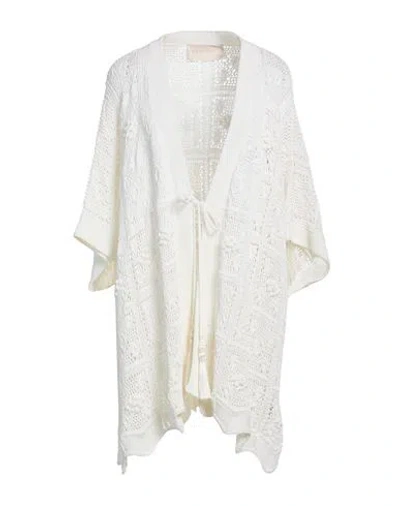 Circus Hotel Woman Cardigan Ivory Size Onesize Cotton, Viscose, Polyamide In Burgundy