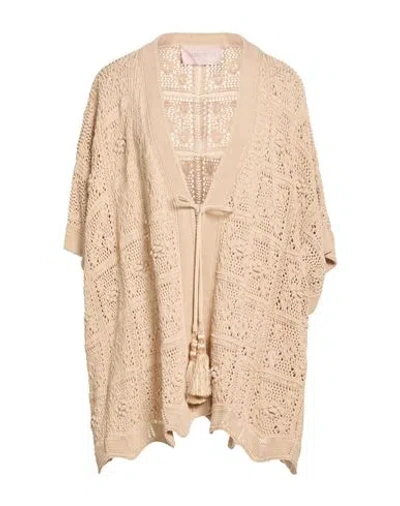 Circus Hotel Woman Cardigan Sand Size Onesize Cotton, Viscose, Polyamide In Animal Print