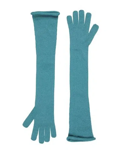 Circus Hotel Woman Gloves Azure Size Onesize Viscose, Polyamide, Metallic Fiber, Polyester In Blue