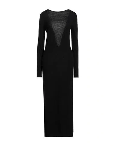Circus Hotel Woman Maxi Dress Black Size 8 Virgin Wool, Cashmere
