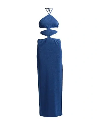 Circus Hotel Woman Maxi Dress Blue Size 6 Viscose, Polyester, Polyamide, Lyocell
