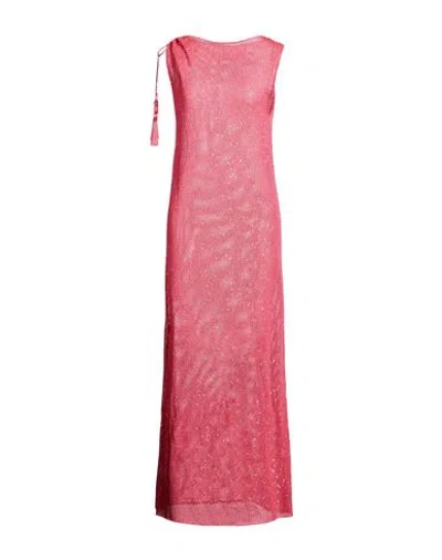 Circus Hotel Woman Maxi Dress Coral Size 8 Viscose, Polyester, Metal, Polyamide In Red