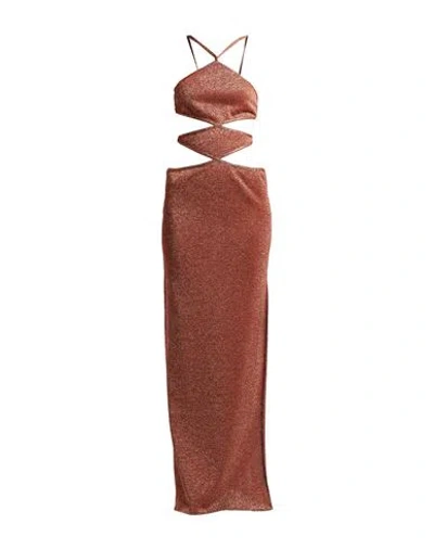 Circus Hotel Woman Maxi Dress Rust Size 4 Viscose, Polyester, Polyamide, Lyocell In Red