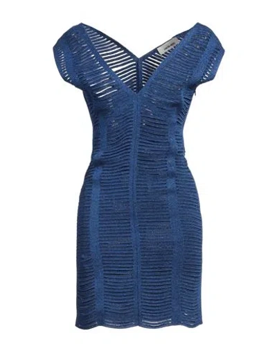 CIRCUS HOTEL CIRCUS HOTEL WOMAN MINI DRESS BLUE SIZE 8 VISCOSE, POLYESTER