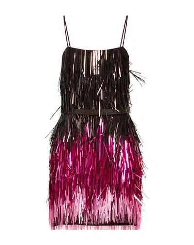 Circus Hotel Woman Mini Dress Fuchsia Size 6 Viscose, Pvc - Polyvinyl Chloride In Multi