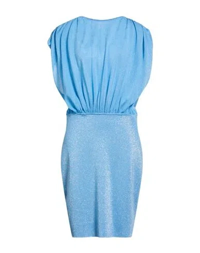 Circus Hotel Woman Mini Dress Light Blue Size 10 Viscose, Polyamide, Metal, Polyester