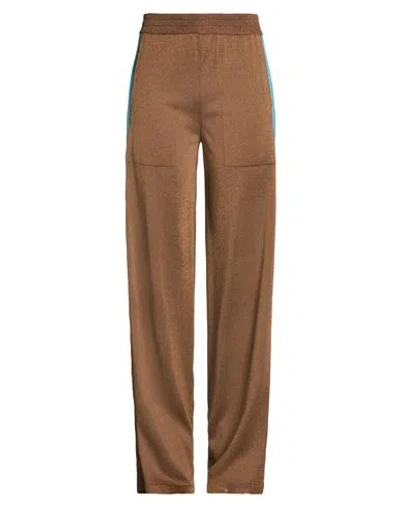 Circus Hotel Woman Pants Brown Size 4 Viscose, Polyamide, Metal, Polyester