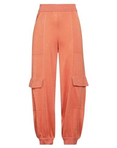 Circus Hotel Woman Pants Orange Size 8 Viscose, Polyamide, Metal, Polyester