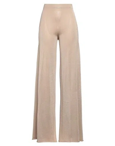 Circus Hotel Woman Pants Sand Size 4 Viscose, Polyamide, Metallic Fiber, Polyester In Beige