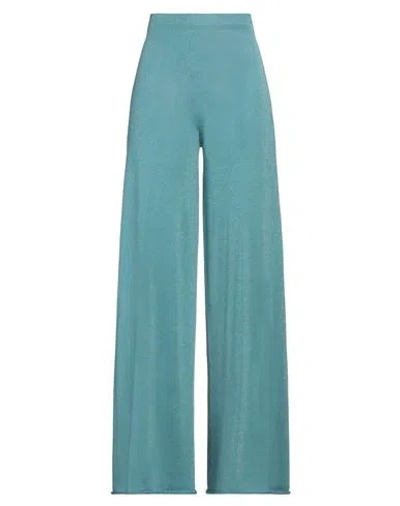 Circus Hotel Woman Pants Turquoise Size 10 Viscose, Polyamide, Metallic Fiber, Polyester In Blue