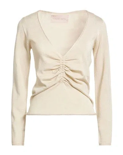 Circus Hotel Woman Sweater Beige Size 6 Viscose, Polyamide, Metal Fiber, Polyester In Sand