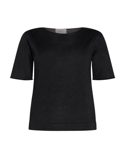 Circus Hotel Woman Sweater Black Size 2 Viscose, Polyamide, Metallic Fiber, Polyester In Yellow