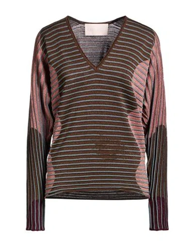 Circus Hotel Woman Sweater Bronze Size 8 Viscose, Polyamide, Metal, Polyester In Brown