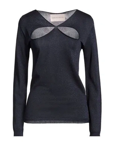 Circus Hotel Woman Sweater Midnight Blue Size 8 Viscose, Polyamide, Metal, Polyester