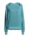 CIRCUS HOTEL CIRCUS HOTEL WOMAN SWEATER TURQUOISE SIZE 8 POLYESTER, POLYAMIDE, COTTON