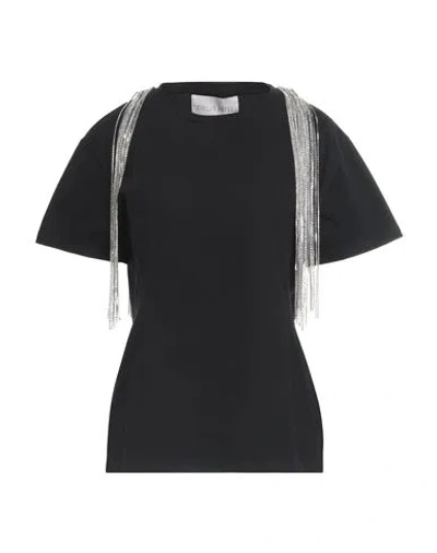 Circus Hotel Woman T-shirt Black Size S Cotton, Glass, Brass