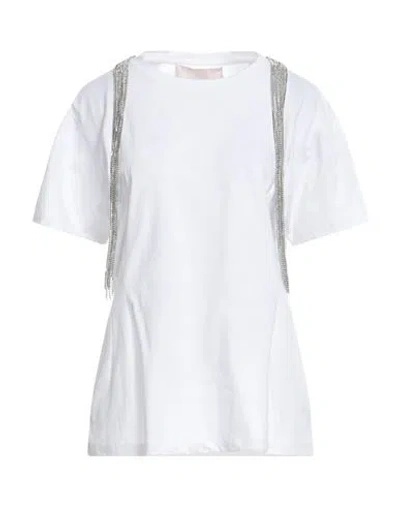 Circus Hotel Woman T-shirt White Size M Cotton, Glass, Brass