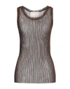 Circus Hotel Woman Tank Top Brown Size 6 Viscose, Polyester