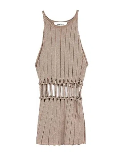 Circus Hotel Woman Tank Top Camel Size 6 Viscose, Polyamide, Metal, Polyester In Beige