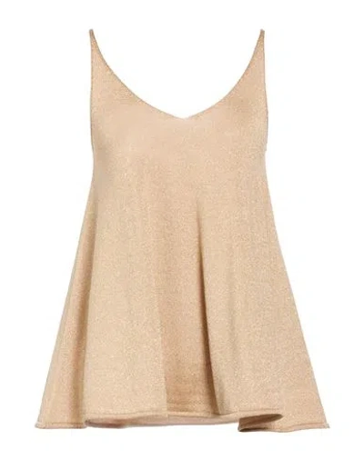 Circus Hotel Woman Top Beige Size 4 Viscose, Polyamide, Metallic Fiber, Polyester In Brown