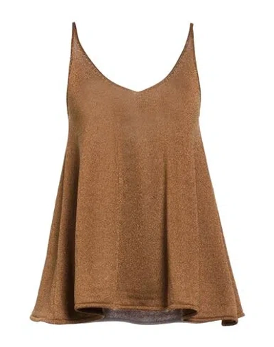 Circus Hotel Woman Top Brown Size 6 Viscose, Polyamide, Metallic Fiber, Polyester