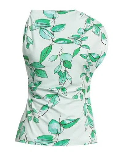 Circus Hotel Woman Top Light Green Size 8 Cotton, Elastane