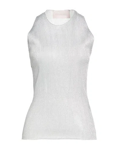 Circus Hotel Woman Top Silver Size 6 Polyester, Polyamide In White