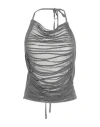 Circus Hotel Woman Top Silver Size 8 Viscose, Polyester