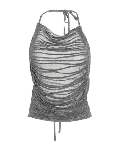 Circus Hotel Woman Top Silver Size 8 Viscose, Polyester