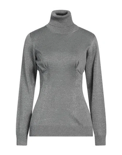 Circus Hotel Woman Turtleneck Grey Size 8 Viscose, Polyamide, Metal, Polyester