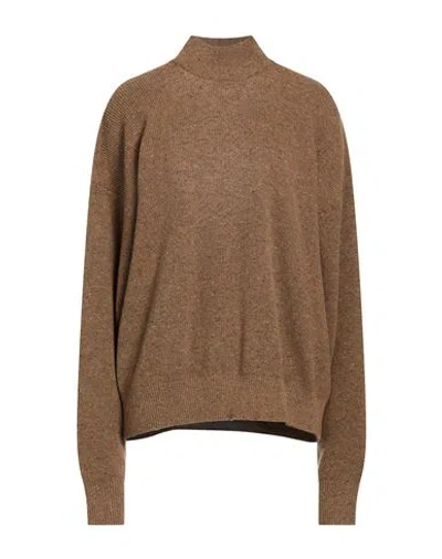 Circus Hotel Woman Turtleneck Khaki Size 8 Wool, Viscose, Polyamide In Brown