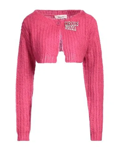 Circus Hotel Woman Wrap Cardigans Fuchsia Size 2 Acrylic, Polyamide, Mohair Wool In Pink