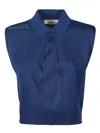 Circus Hotel Wide Leg Viscose Trousers In Blue