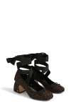 Circus Ny By Sam Edelman Della Lace-up Block-heel Ballet Pumps In Black Natural Multi