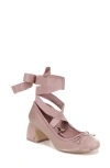 Circus Ny By Sam Edelman Della Lace-up Block-heel Ballet Pumps In Blush French Macaroon