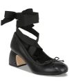 Circus Ny By Sam Edelman Della Lace-up Block-heel Ballet Pumps In Black Leather