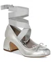 Circus Ny By Sam Edelman Della Lace-up Block-heel Ballet Pumps In Soft Silver Metallic