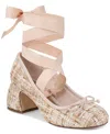 Circus Ny By Sam Edelman Della Lace-up Block-heel Ballet Pumps In Vanilla Bean Boucle