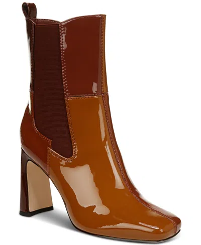 Circus Ny By Sam Edelman Elle Patchwork Dress Booties In Spiced Cognac,rich Cognac Patent