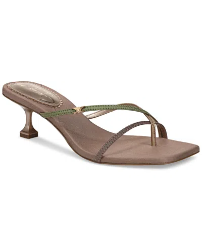 Circus Ny By Sam Edelman Juliet Strappy Kitten-heel Dress Sandals In Bronze,green Multi