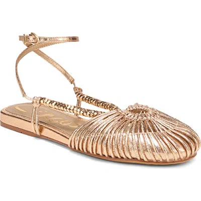 Circus Ny By Sam Edelman Kassie Ankle Strap Flat In Antique Gold