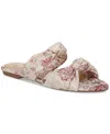 Circus Ny By Sam Edelman Marissa Knotted Flat Slide Sandals In Berry Blush Floral Linen