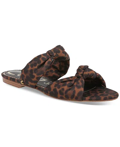 Circus Ny By Sam Edelman Marissa Knotted Flat Slide Sandals In Black Natural Leopard Multi