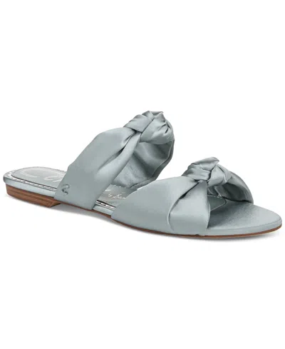 Circus Ny By Sam Edelman Marissa Knotted Flat Slide Sandals In Blue Haze Satin