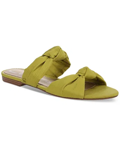 Circus Ny By Sam Edelman Marissa Knotted Flat Slide Sandals In Dark Lime Sorbet Satin