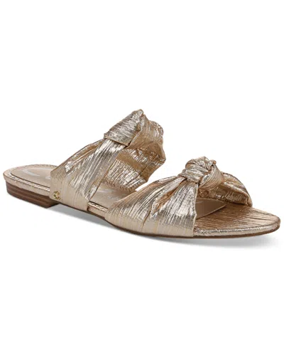Circus Ny By Sam Edelman Marissa Knotted Flat Slide Sandals In Gold Ruched Metallic