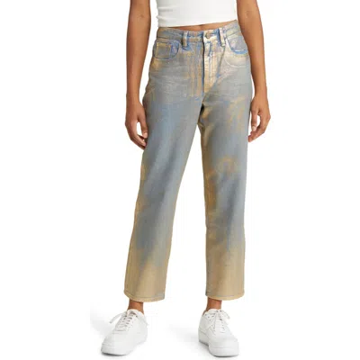 Circus Ny By Sam Edelman Metallic High Waist Straight Leg Jeans In Blue