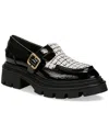 Circus Ny By Sam Edelman Payson Lug-sole Mary Jane Loafers In Black,vanilla Bean Tweed