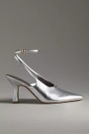 Circus Ny By Sam Edelman Tara Slingback Ankle Wrap Heels In Silver